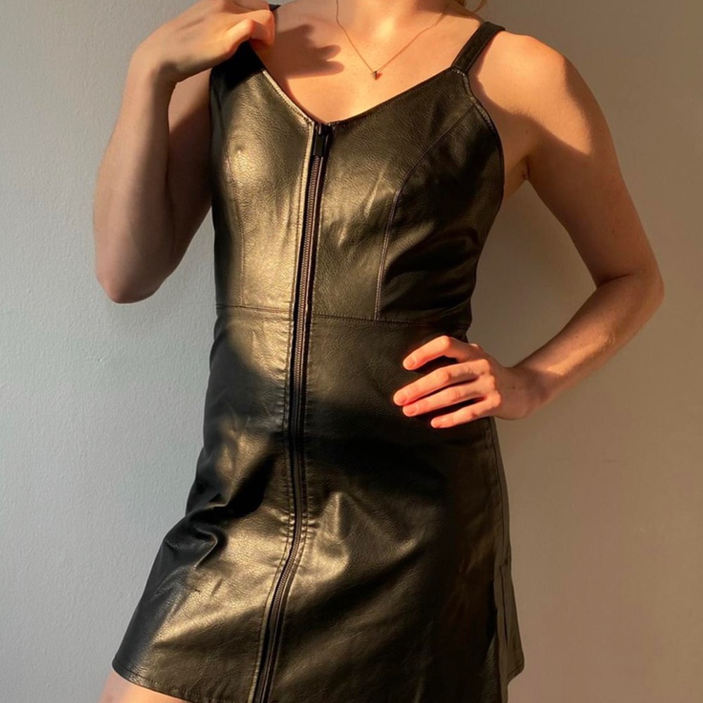 Faux Leather Mini Dress